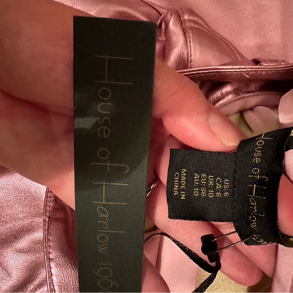 House of Harlow 1960 Pink Metallic Faux Leather Pants Women's Size 6 - Picture 4 of 5